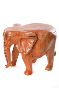 Hand Carved Mahogany Lidded Elephant Bowl