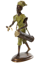 Load image into Gallery viewer, Burkina Bronze Griot with Talking Drum Sculpture